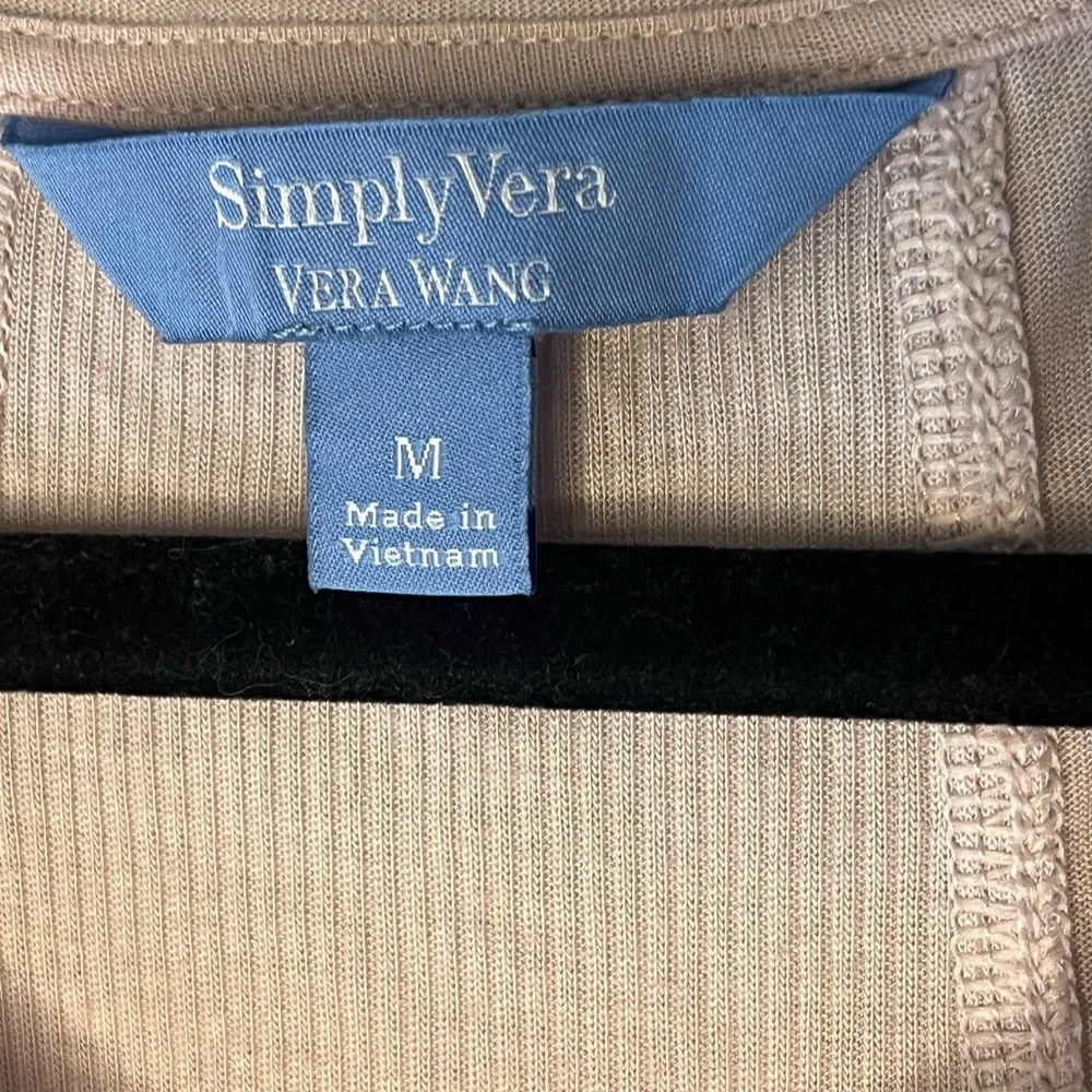 Simply Vera Vera Wang Pink Asymmetrical Sharkbite Hem Ribbed Panel Top Medium - Picture 6 of 7